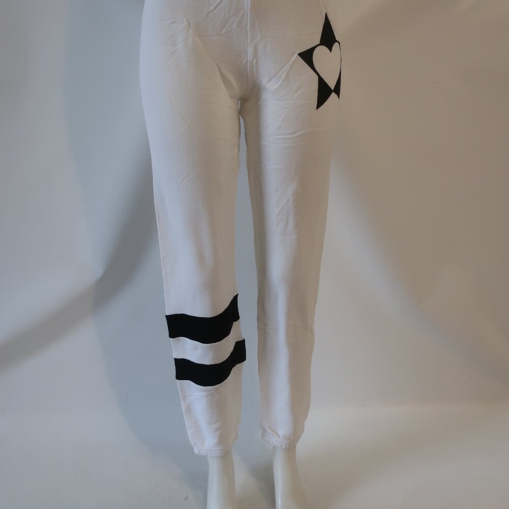 NWT Womens Lauren Moshi White Black (Item- 103)  Star Stripe Sweatpants S - Picture 5 of 8